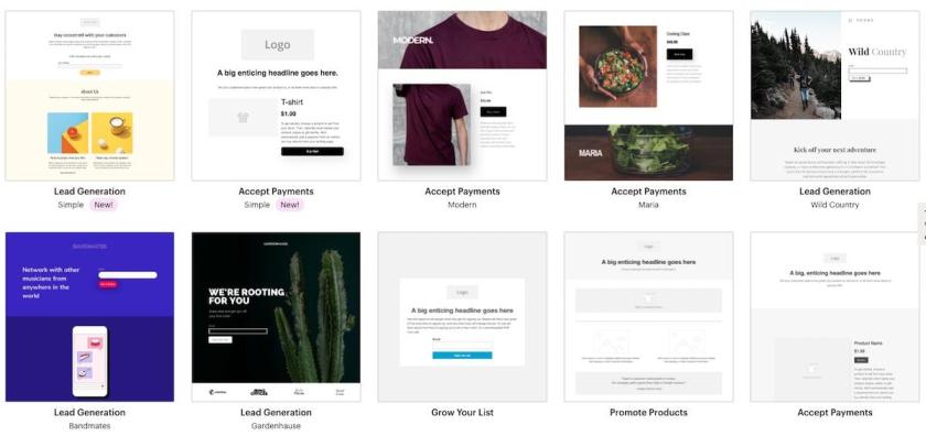 MailChimp landing pages 